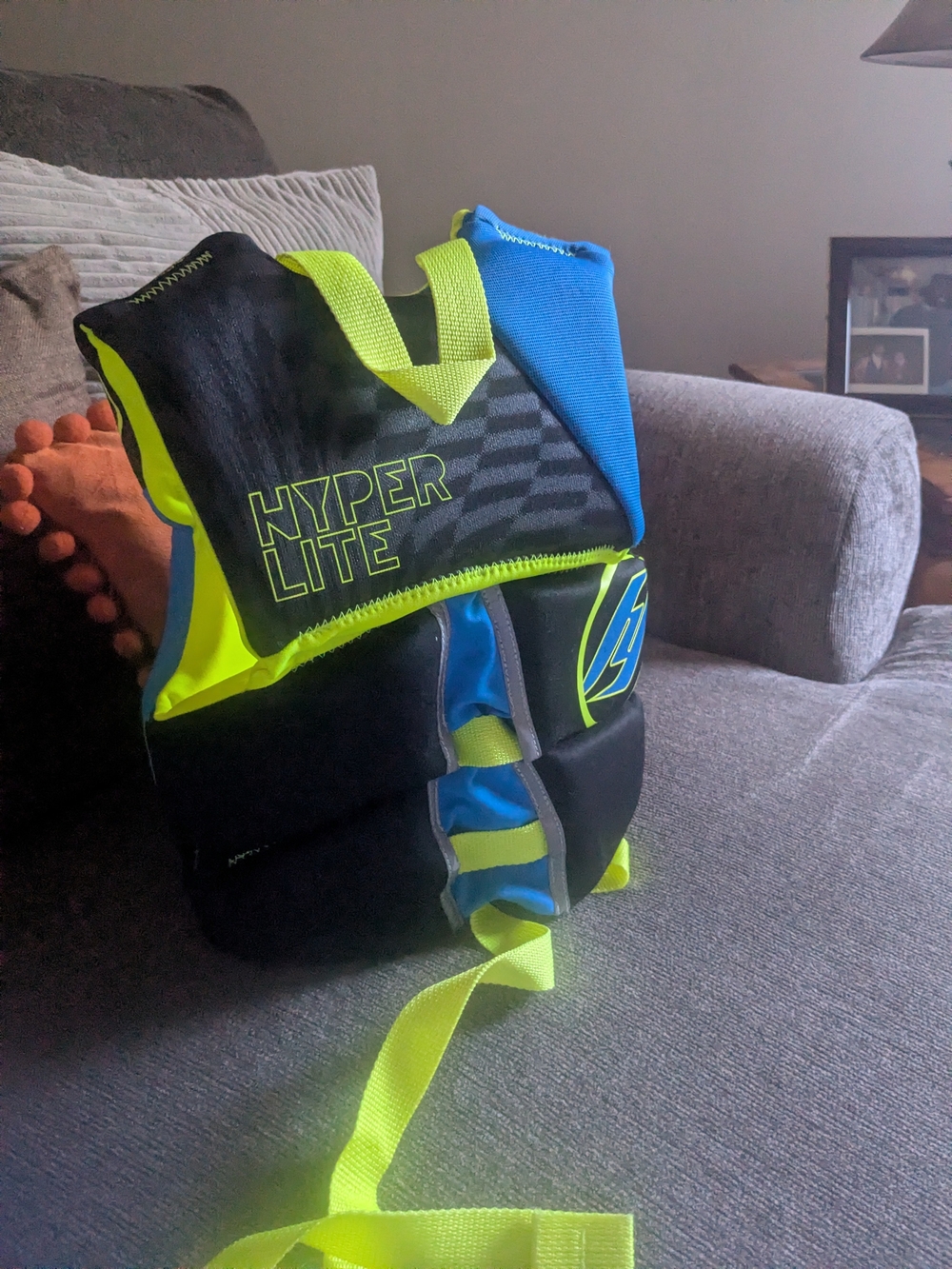 Hyperlite Kids Swim Rashguard Life Jacket - Neon Yellow & Blue